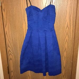 Blue strapless dress